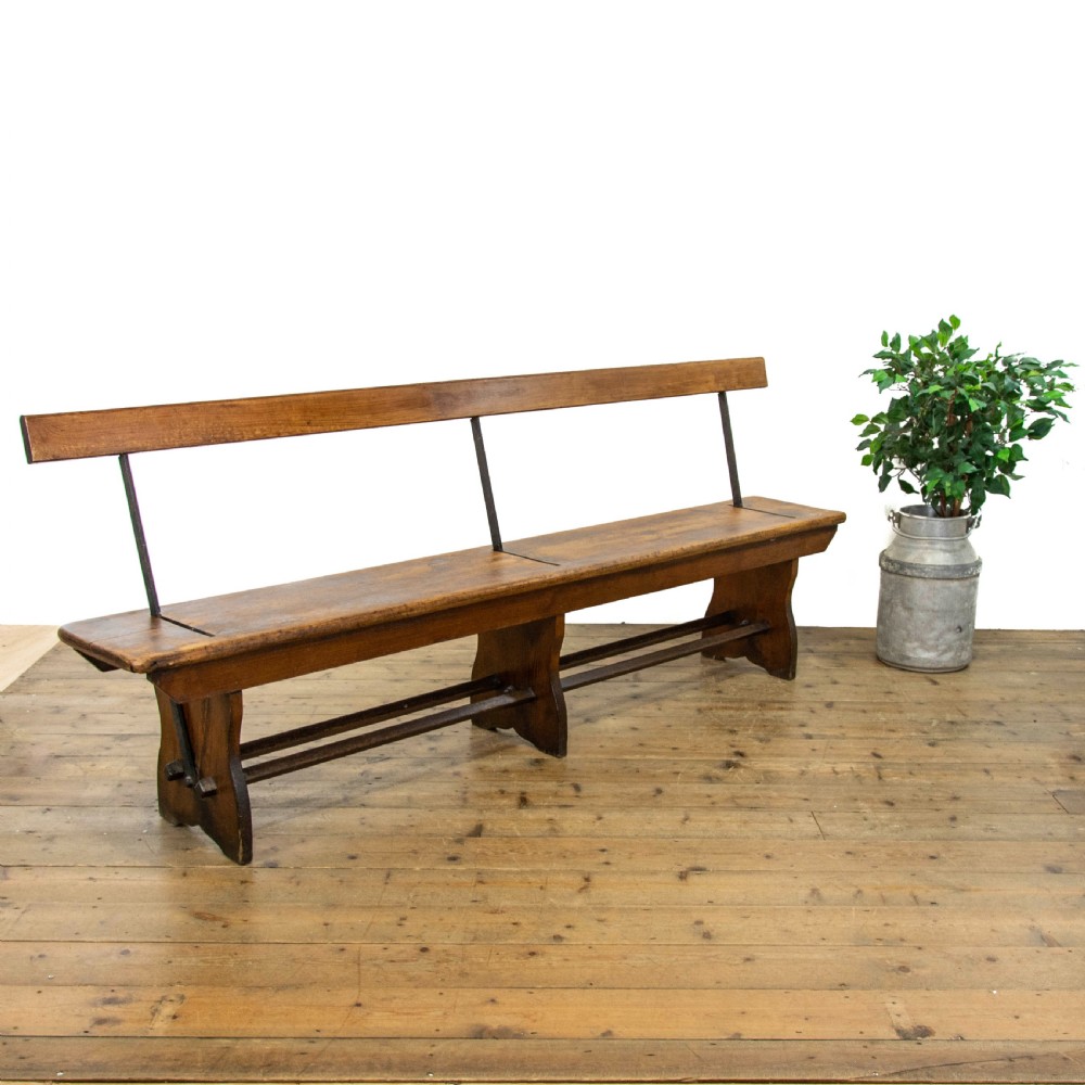 Antique Pitch Pine Bench with Flip Over Back 