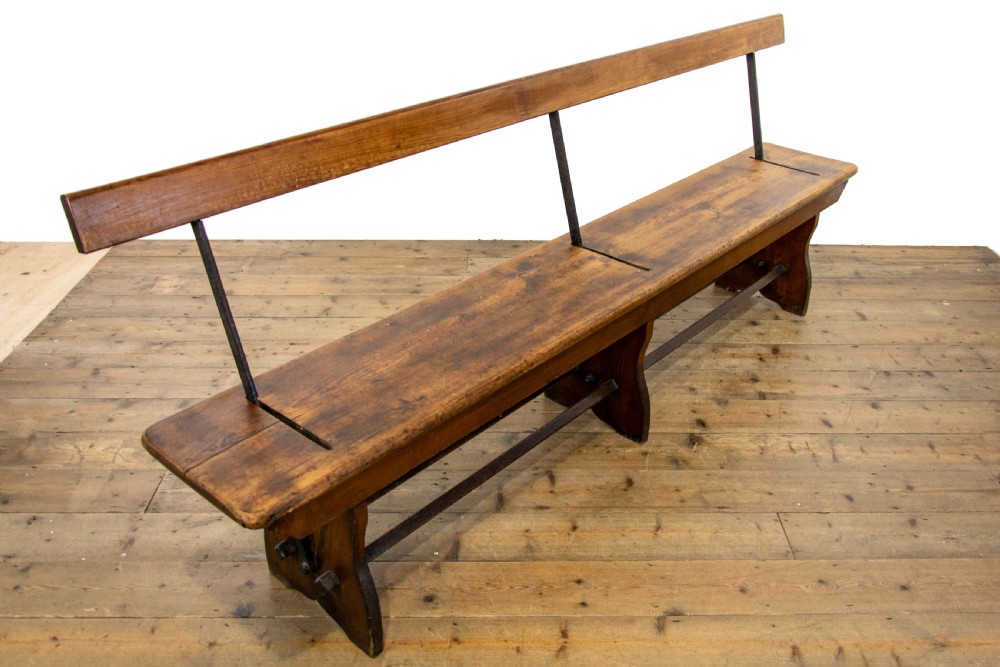 Antique Pitch Pine Bench with Flip Over Back  View III