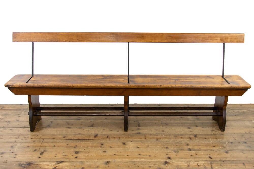 Antique Pitch Pine Bench with Flip Over Back  View VI