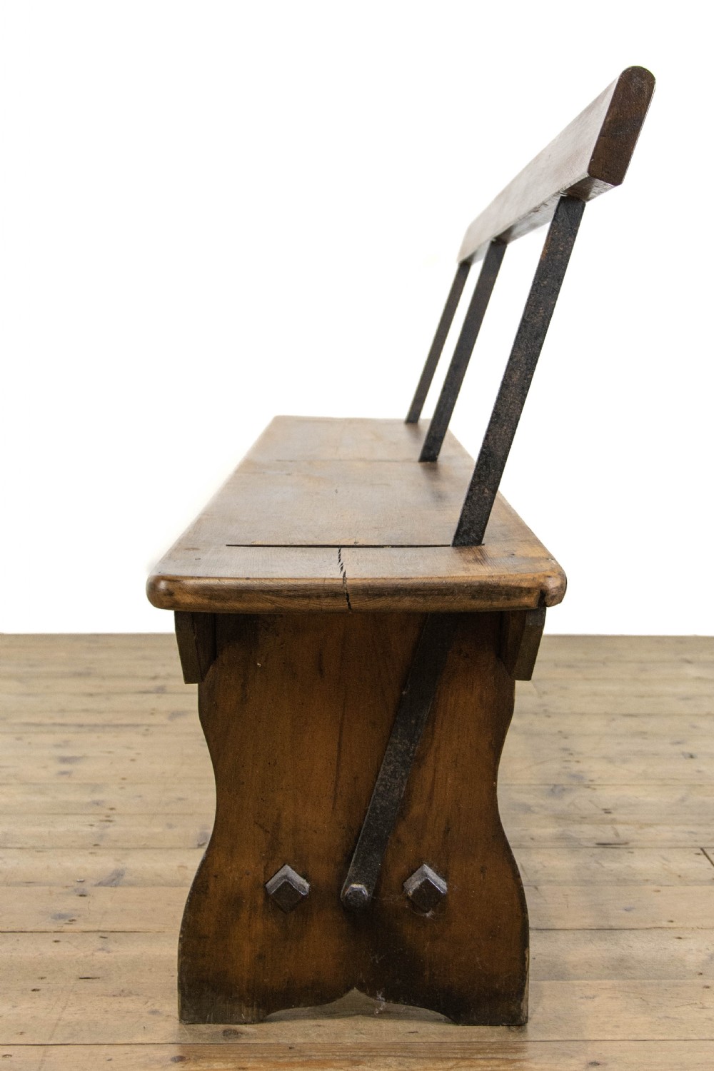 Antique Pitch Pine Bench with Flip Over Back  View IX