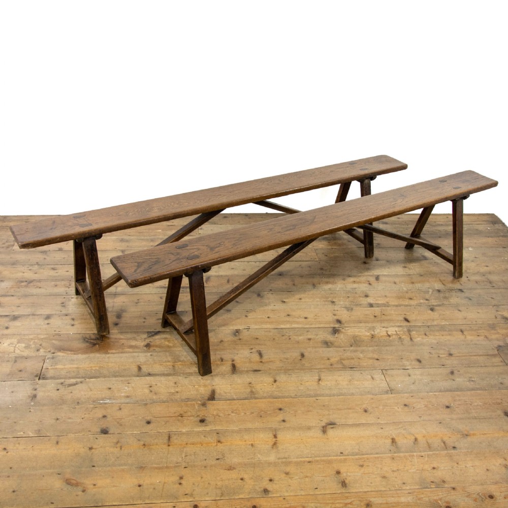Pair of Antique Oak Benches