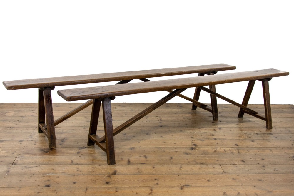 Pair of Antique Oak Benches View II