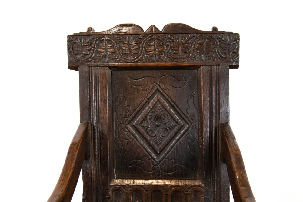 Antique Carved Oak Wainscot Chair View IX