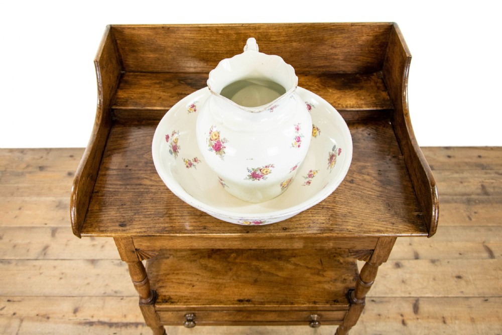 Antique Oak Washstand with Drawer  View IV