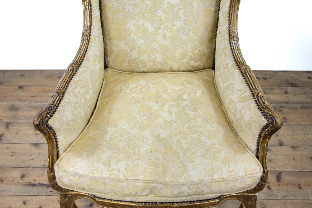 Antique Gilt Frame Wing Armchair  View IV