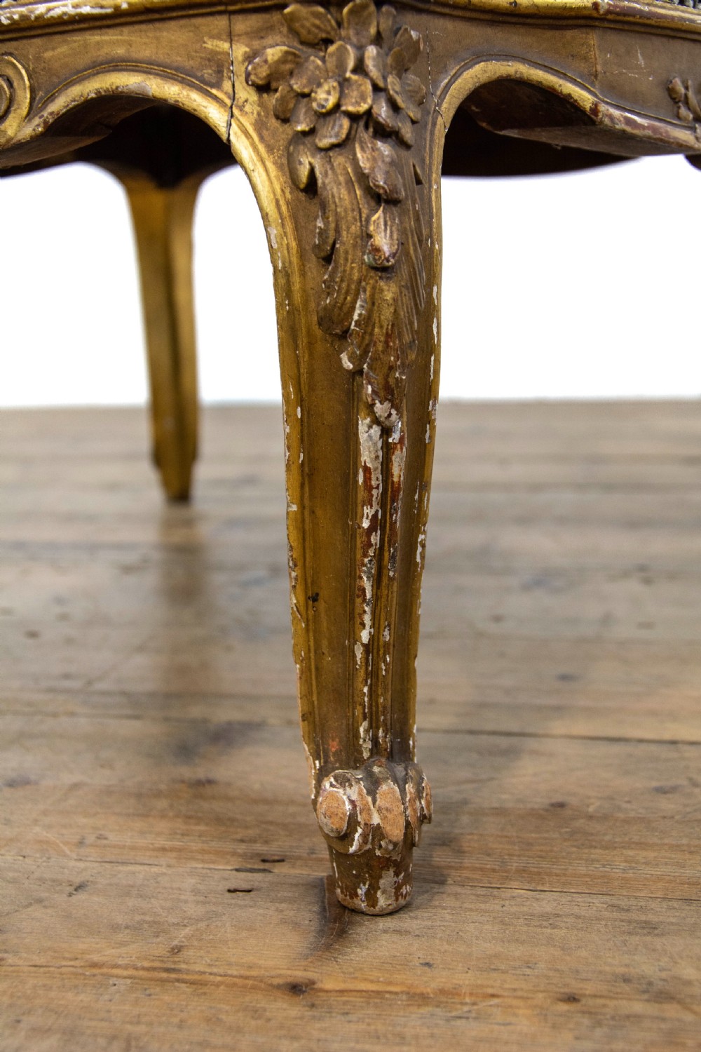 Antique Gilt Frame Wing Armchair  View IX
