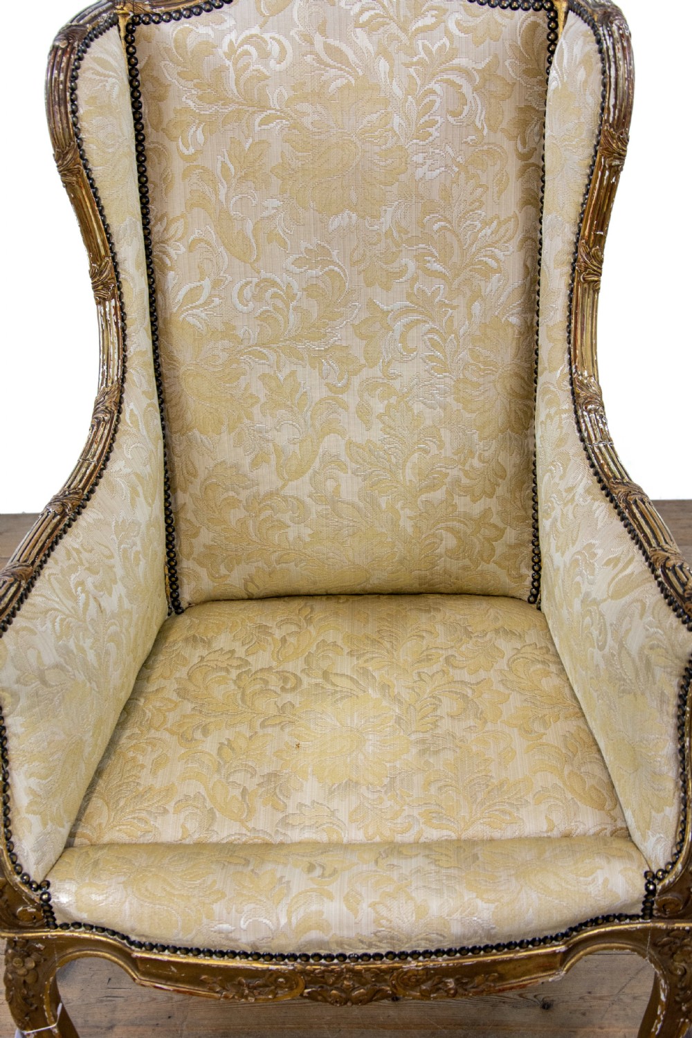 Antique Gilt Frame Wing Armchair  View X