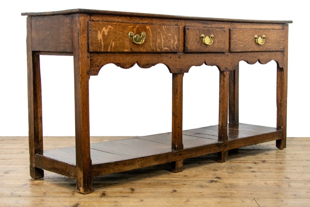 Antique Oak Dresser Base Sideboard View VI