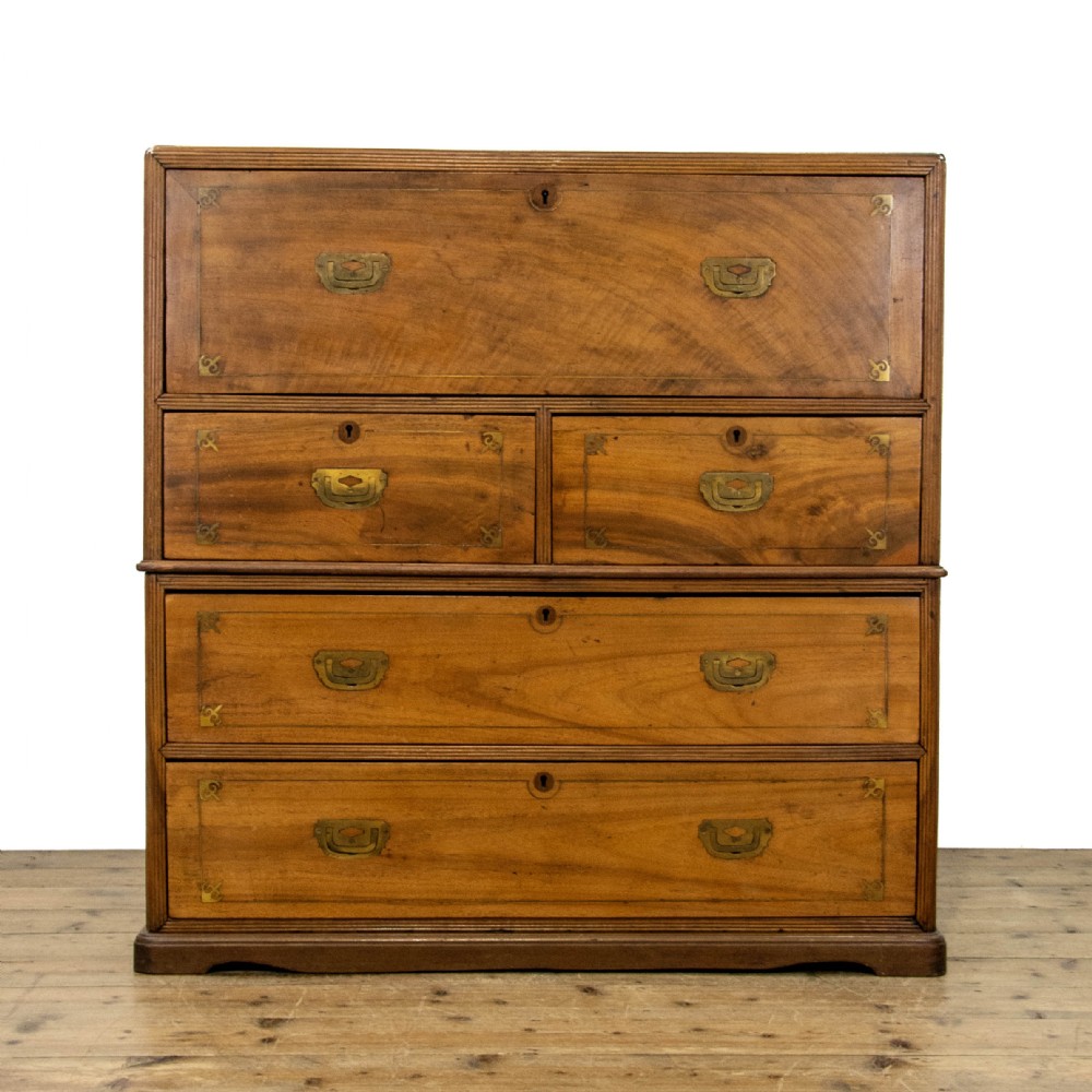 Antique Camphor Wood Secretaire Campaign Chest 