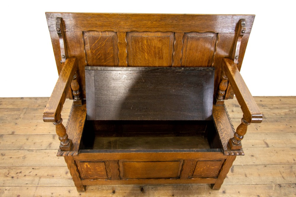Antique Oak Monks Bench View IV