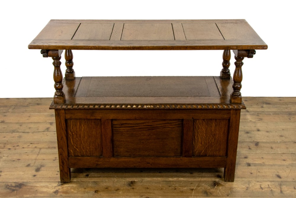 Antique Oak Monks Bench View IX