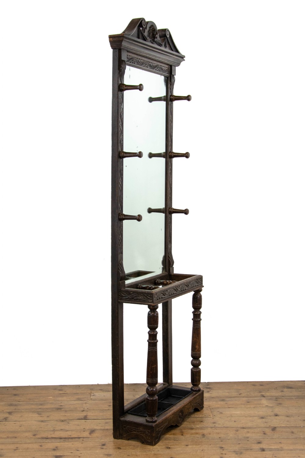 Antique Oak Hall Stand View V