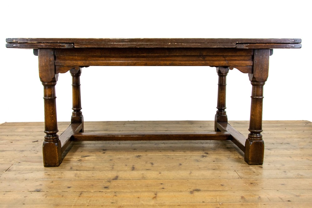 Antique Oak Extending Refectory Table View V