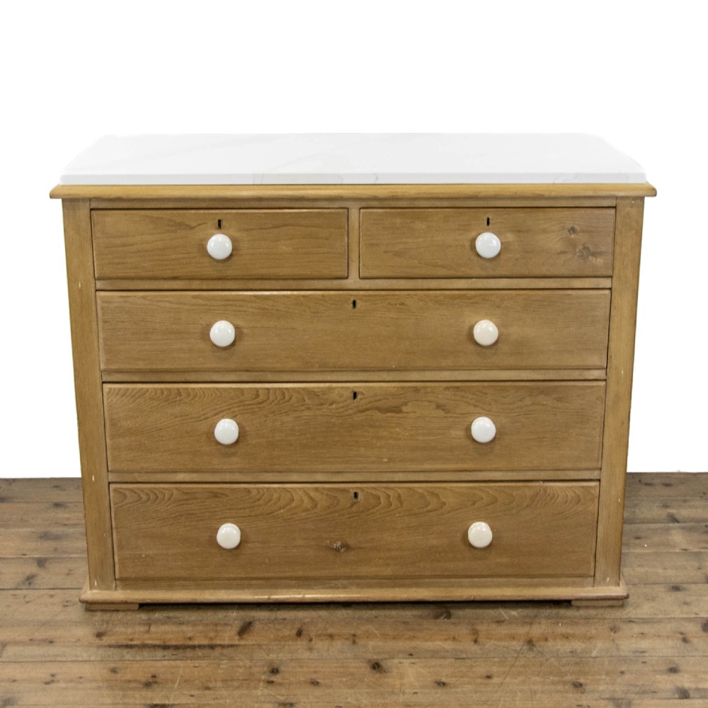 Victorian Pine Chest of Drawers with Marble Top