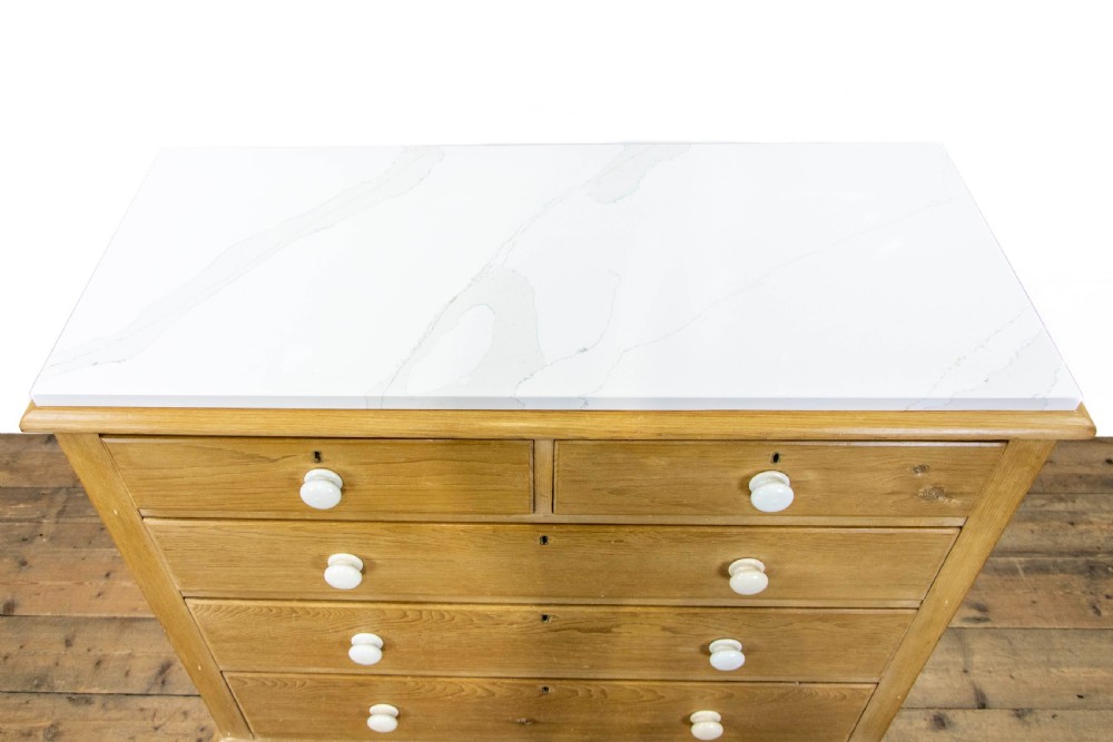 Victorian Pine Chest of Drawers with Marble Top View IV