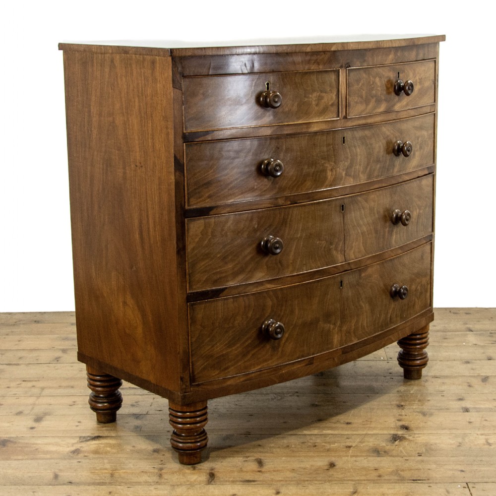 Antique Bow Front Mahogany Chest of Drawers