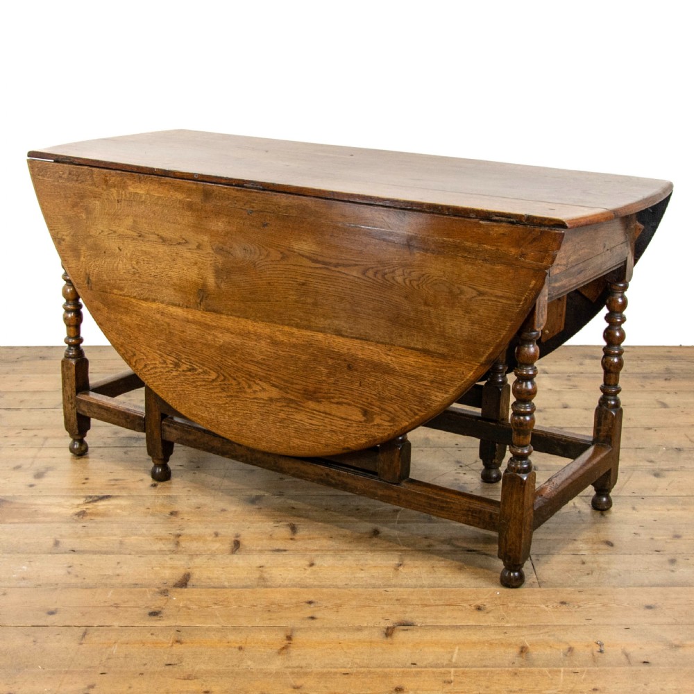 Large Antique Oak Gate Leg Dining Table View X