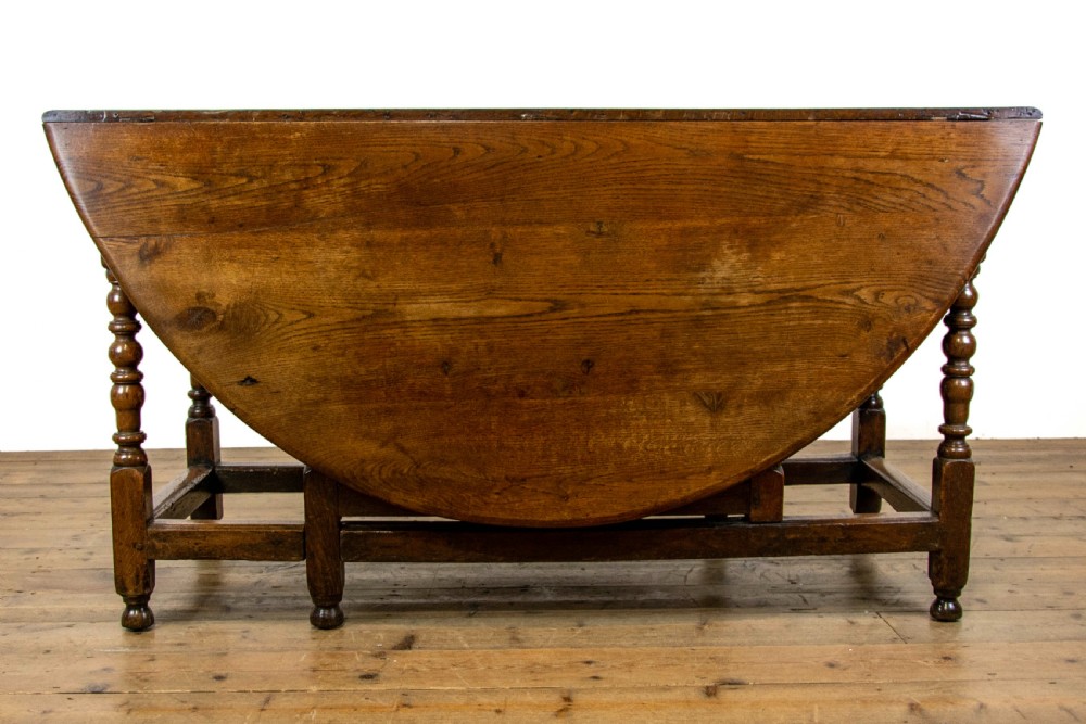 Large Antique Oak Gate Leg Dining Table View IV