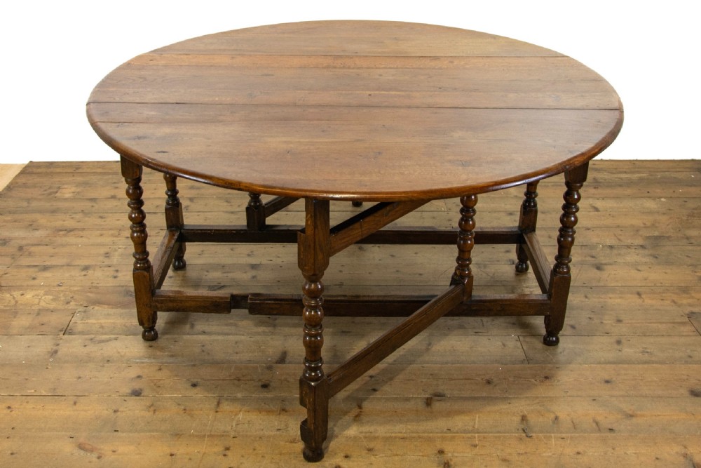 Large Antique Oak Gate Leg Dining Table View VI