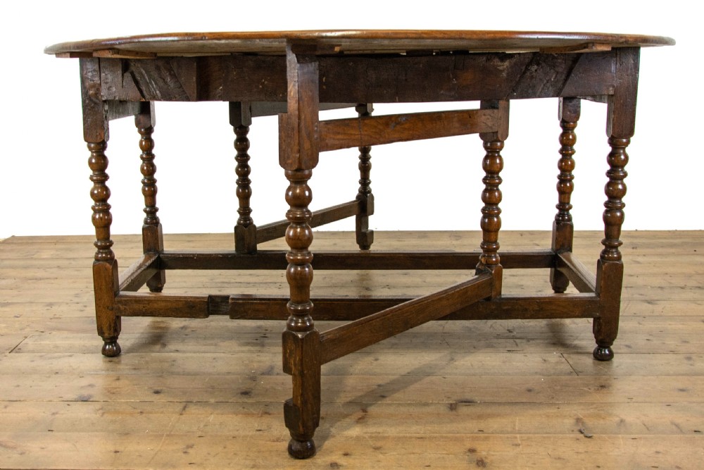 Large Antique Oak Gate Leg Dining Table View VII