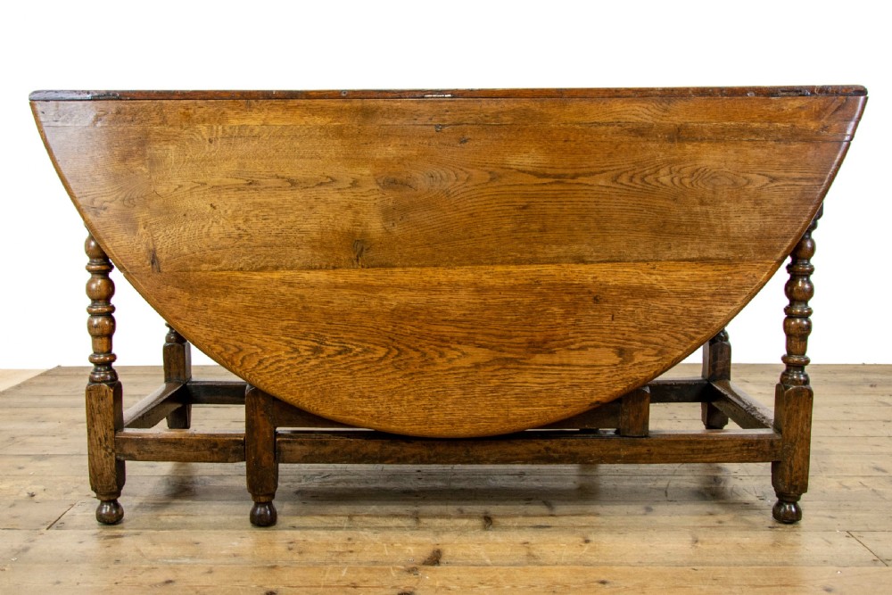 Large Antique Oak Gate Leg Dining Table View IX