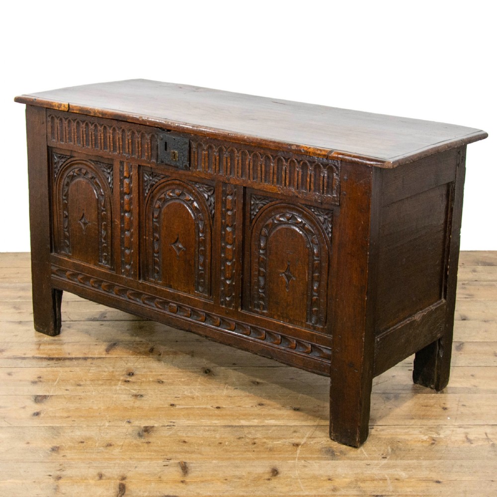 Small 17th Century Antique Oak Coffer
