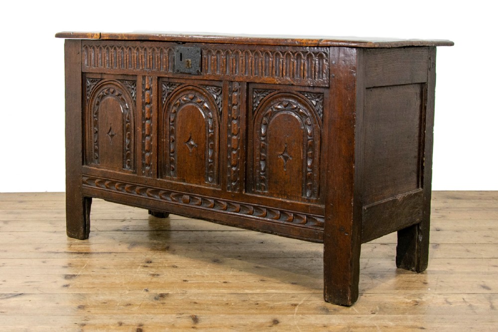 Small 17th Century Antique Oak Coffer View II
