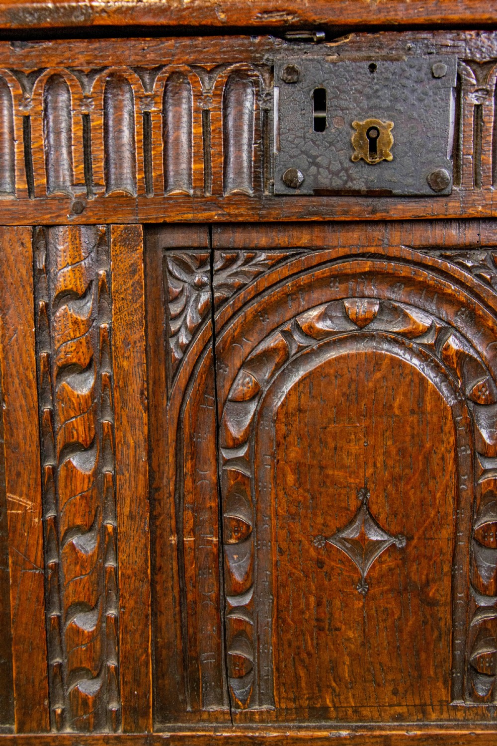 Small 17th Century Antique Oak Coffer View V