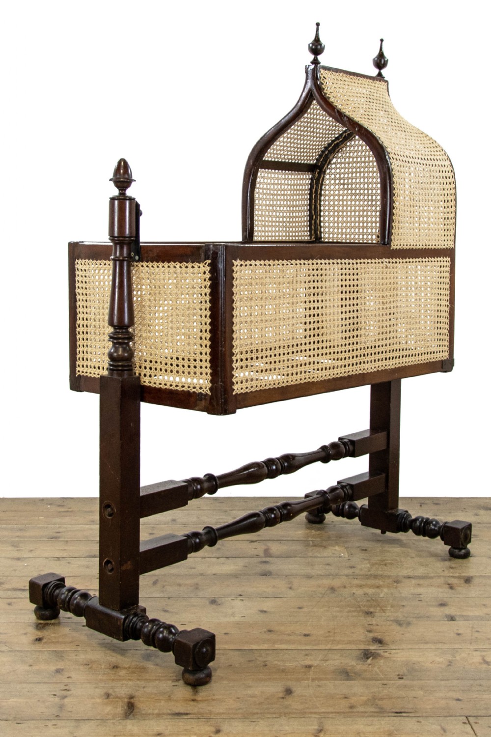 Victorian Mahogany and Rattan Cradle or Crib