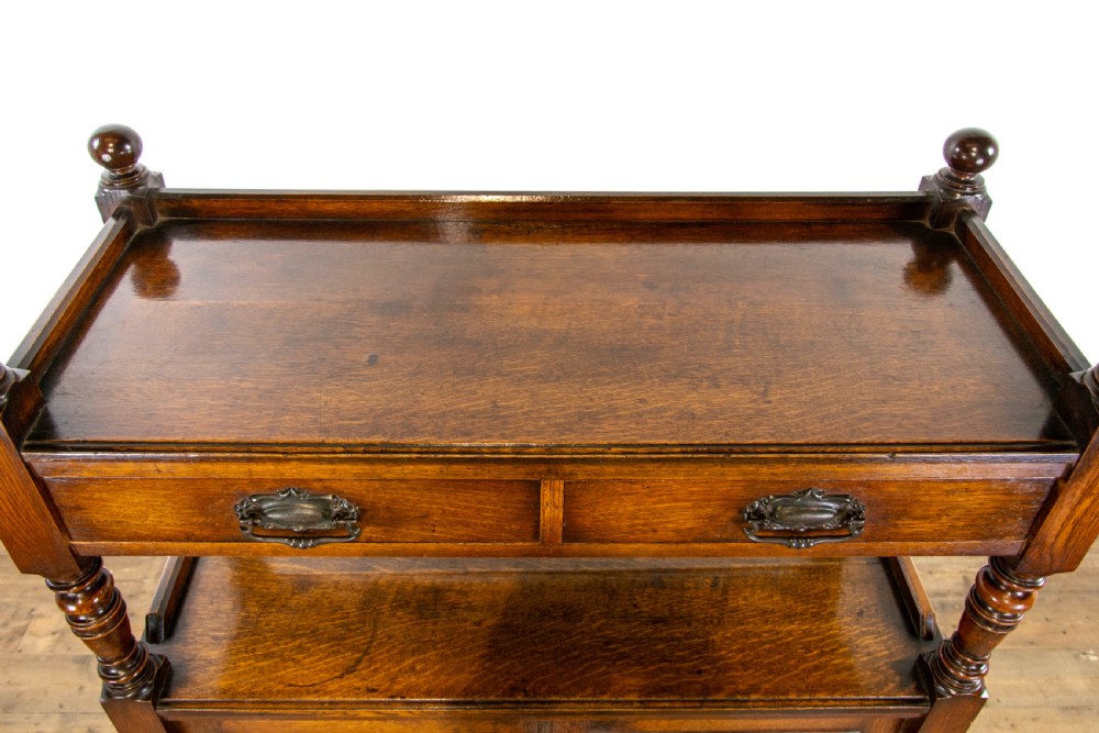 Antique Oak Buffet or Drinks Trolley View XII