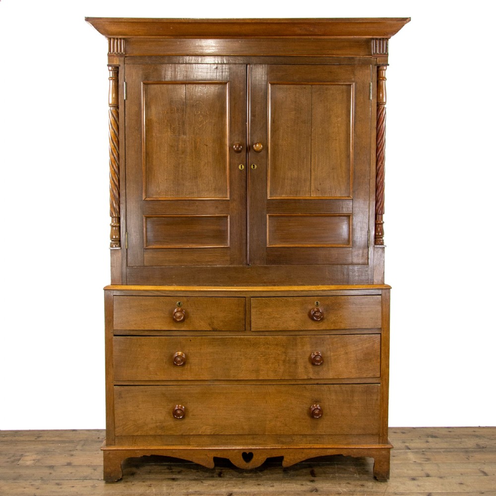 Antique Welsh Oak Linen Press Cupboard