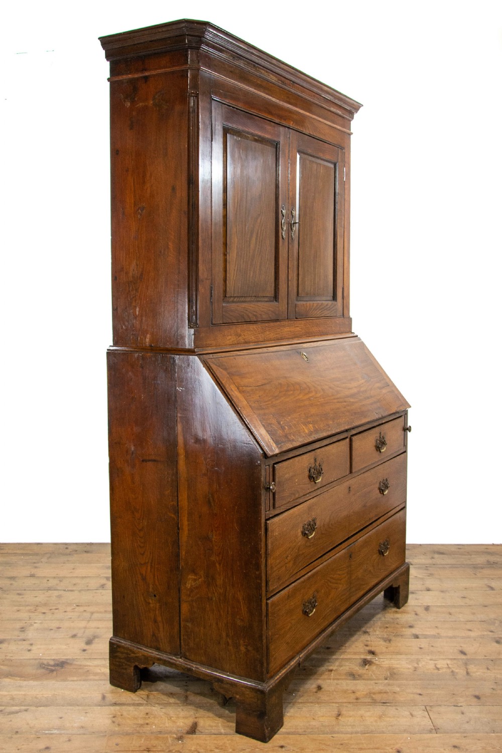 Antique 18th Century Welsh Oak Bureau Bookcase View IX