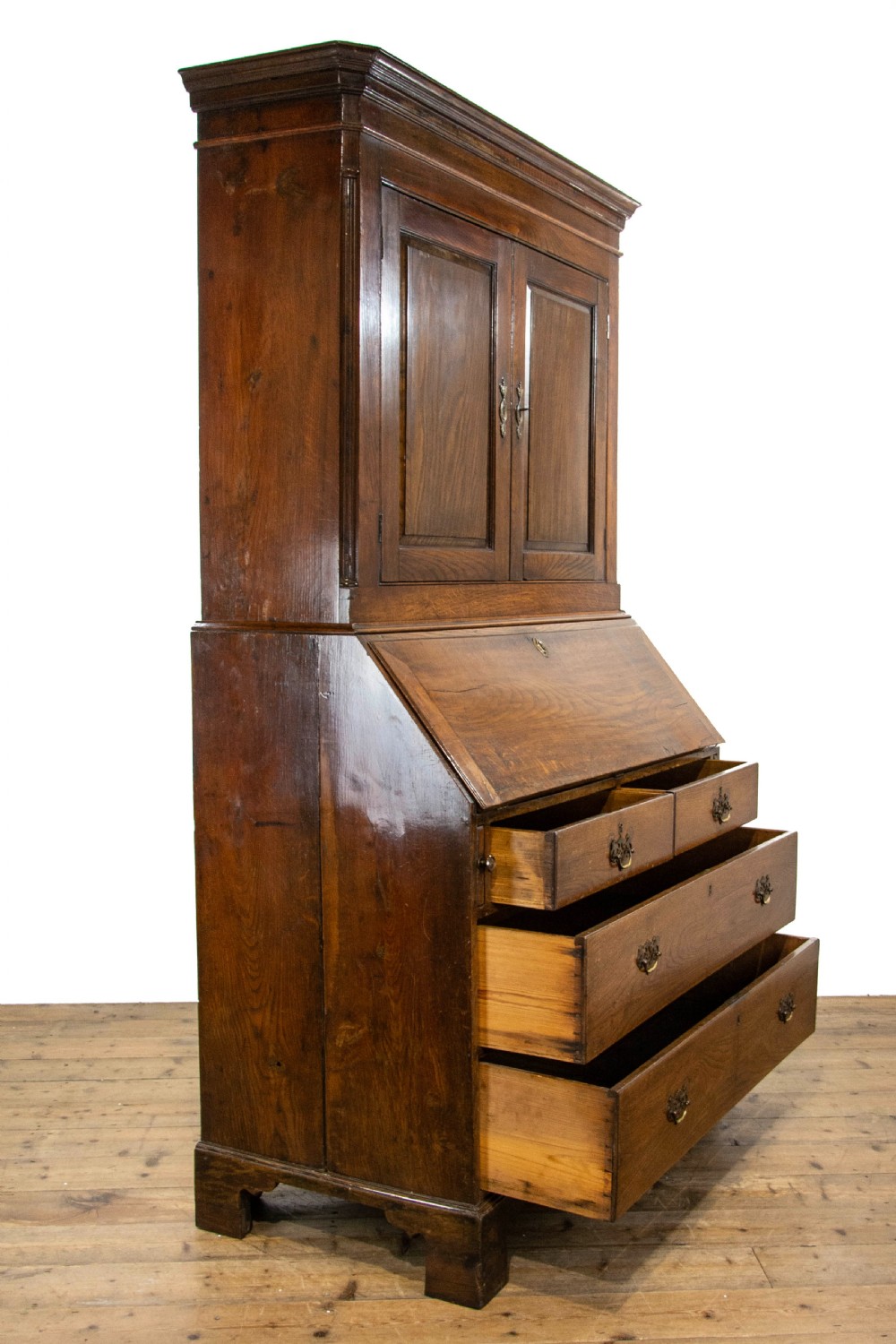 Antique 18th Century Welsh Oak Bureau Bookcase View X
