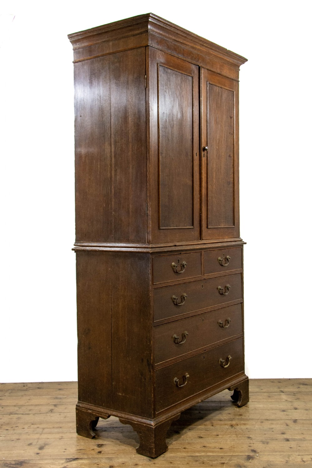 Narrow Antique Oak Linen Press Cupboard View V