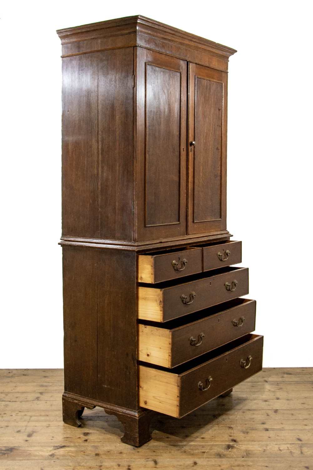 Narrow Antique Oak Linen Press Cupboard View VI