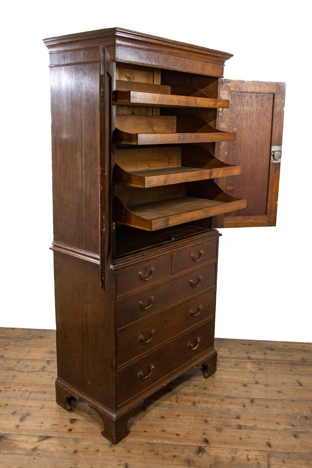 Narrow Antique Oak Linen Press Cupboard View VII