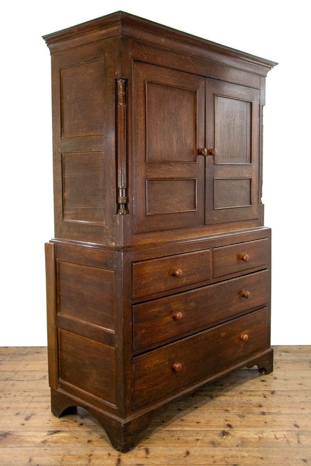 Antique Welsh Oak Linen Press Cupboard View V