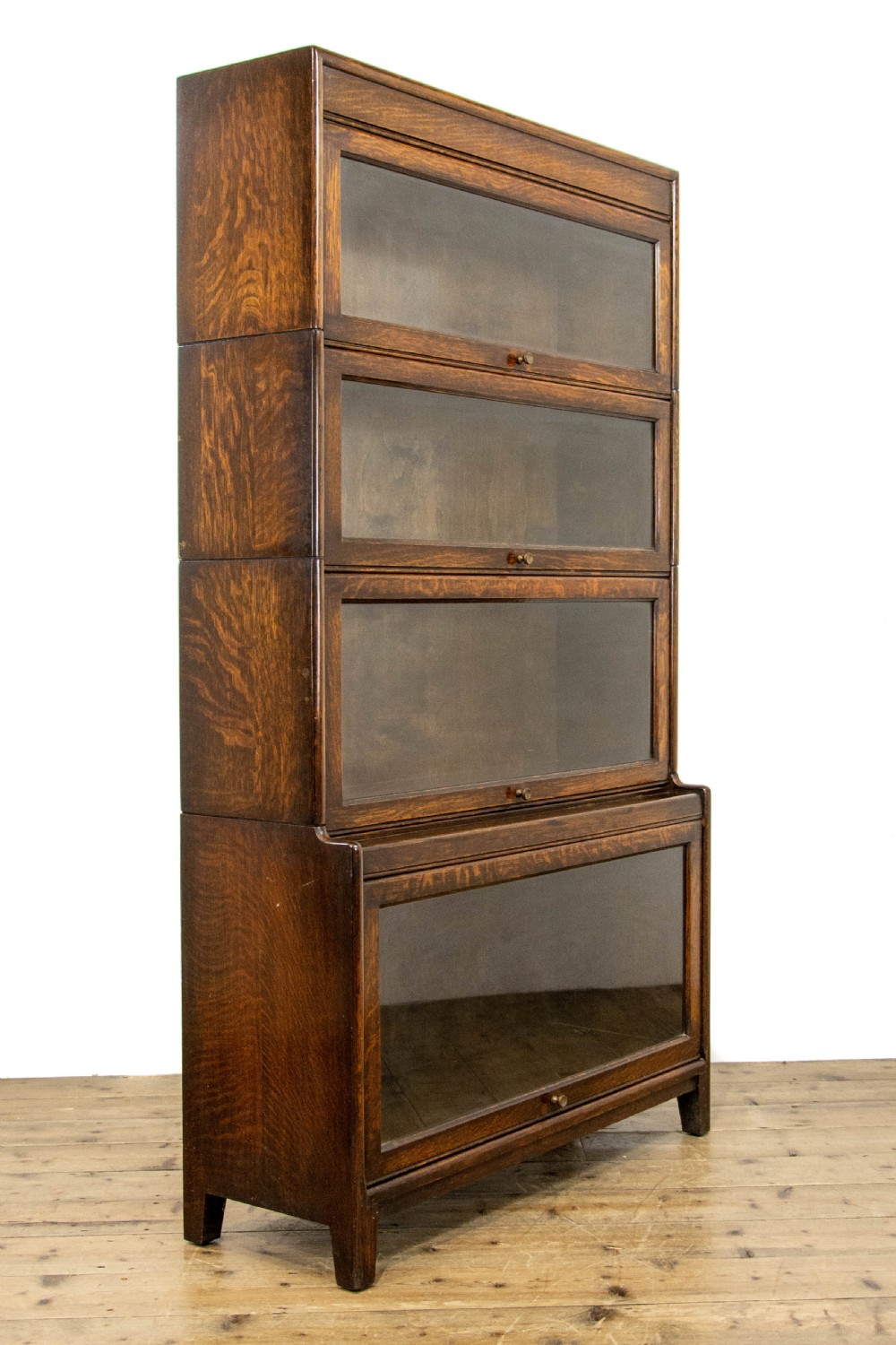 Antique Oak Globe Wernicke Style Four Tier Bookcase View VI
