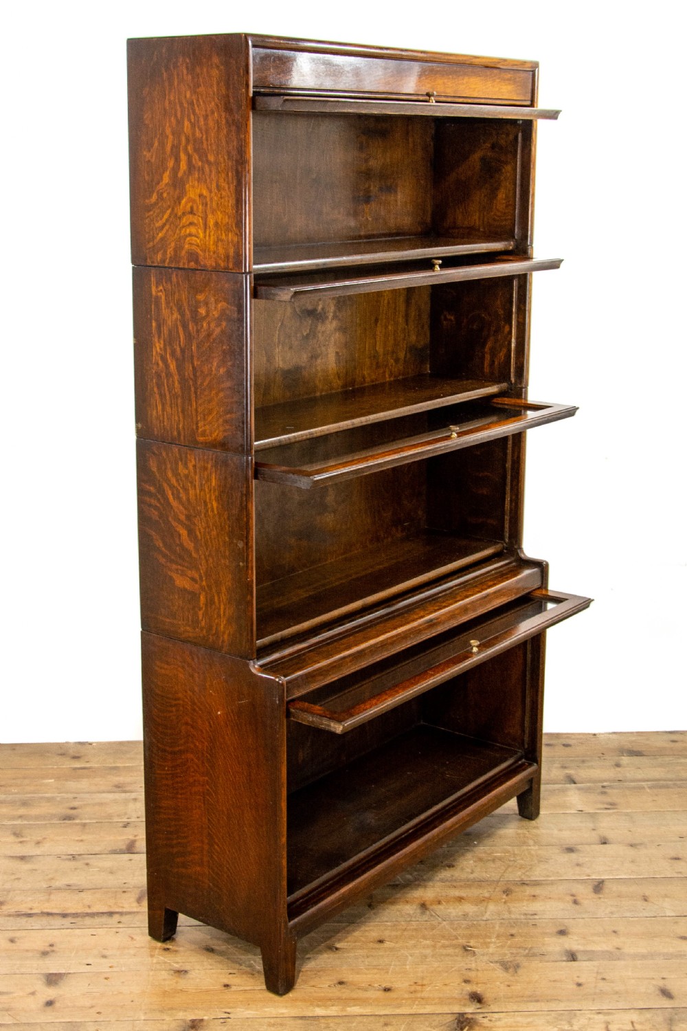 Antique Oak Globe Wernicke Style Four Tier Bookcase View VII