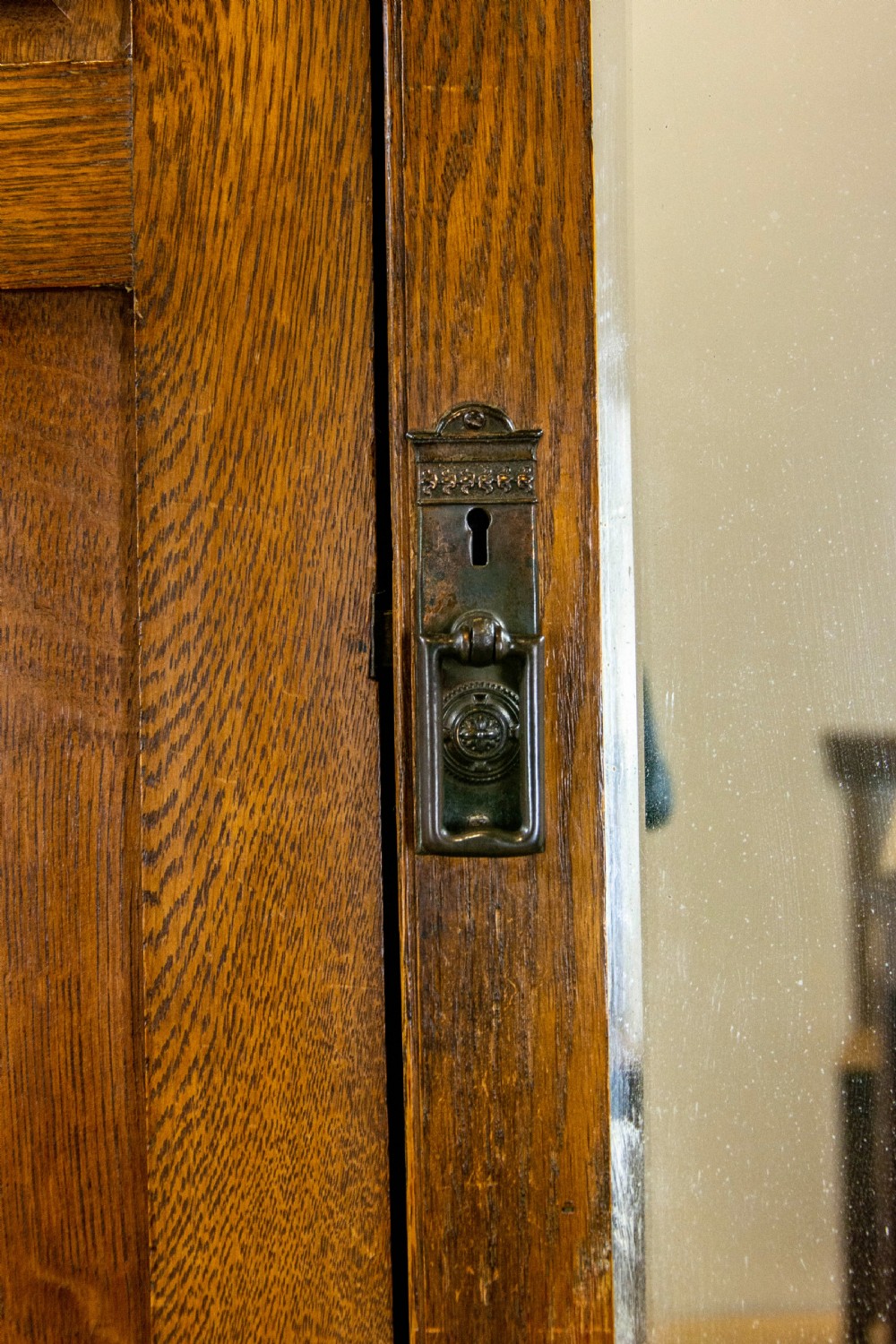 Arts and Crafts Oak Wardrobe with Mirror  View III