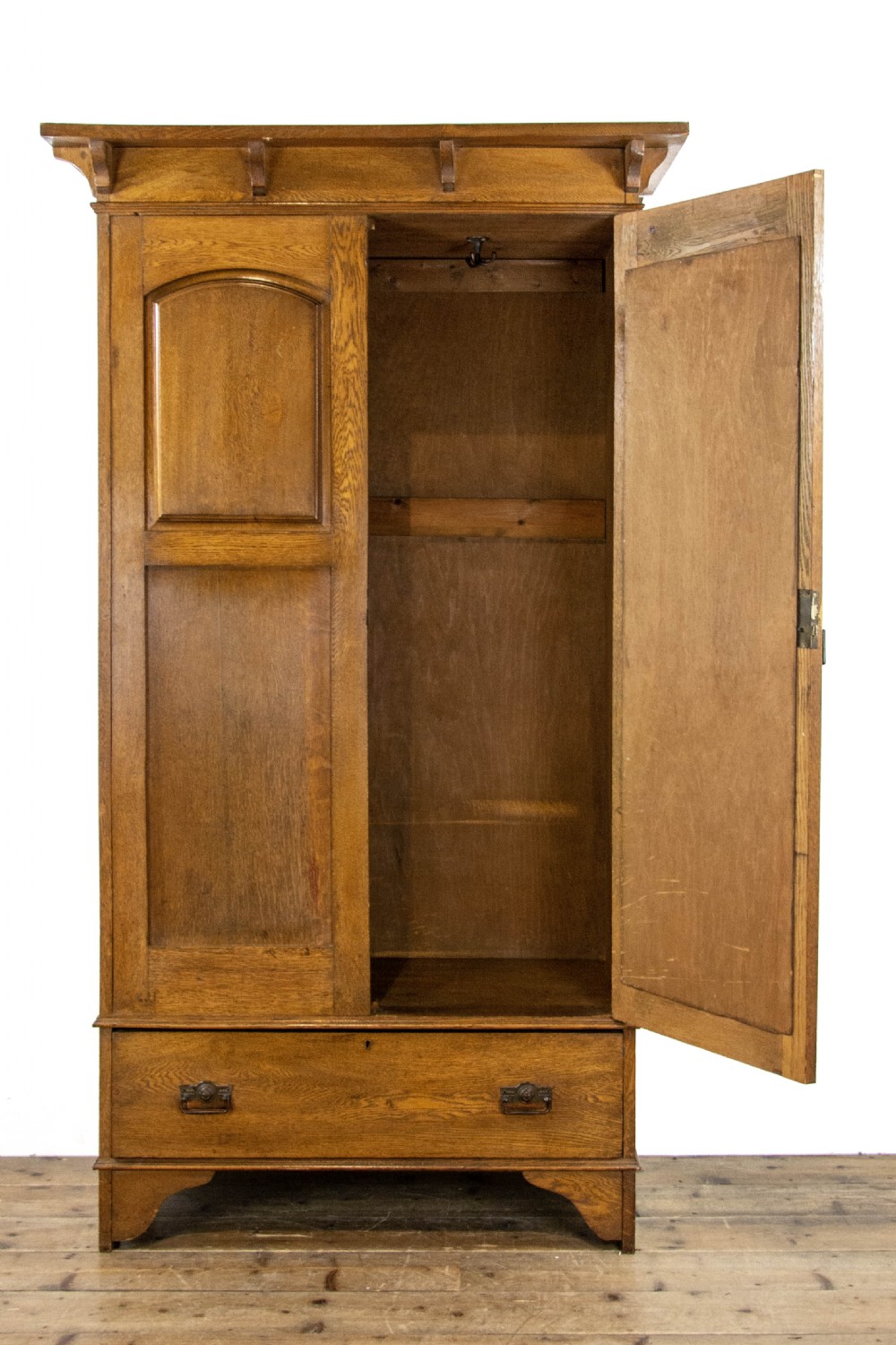 Arts and Crafts Oak Wardrobe with Mirror  View IV
