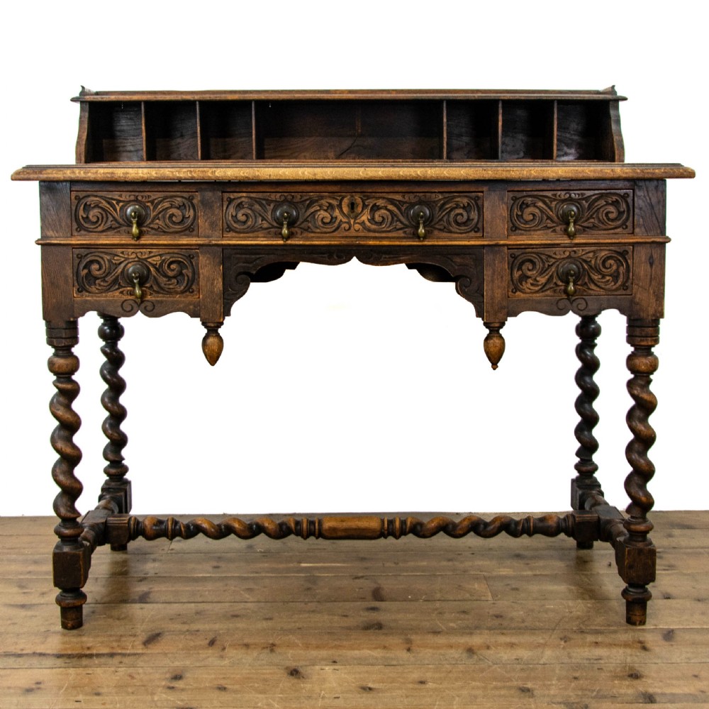 Victorian Antique Oak Carved Desk