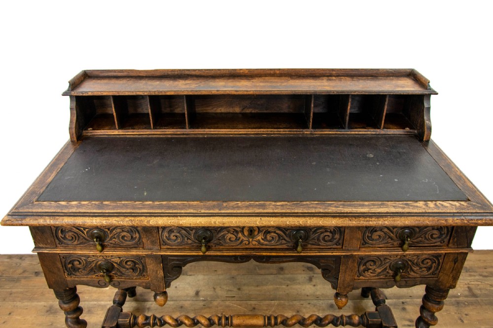 Victorian Antique Oak Carved Desk View II