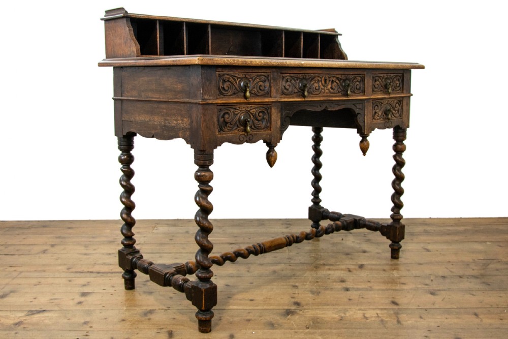 Victorian Antique Oak Carved Desk View IV