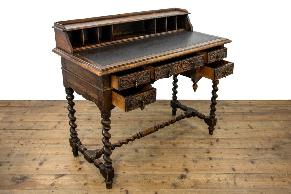 Victorian Antique Oak Carved Desk View VI
