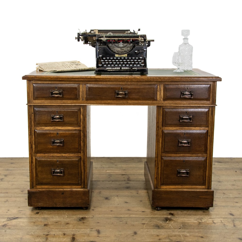 Antique Pedestal Desk with Inset Leather Top View II