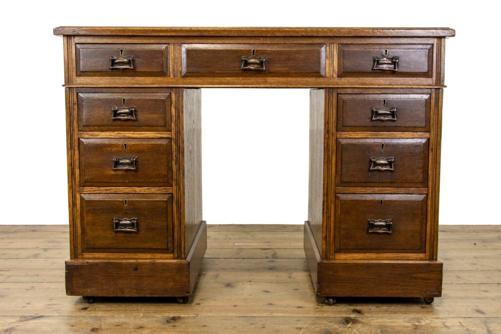 Antique Pedestal Desk with Inset Leather Top