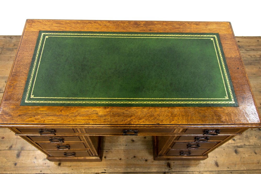 Antique Pedestal Desk with Inset Leather Top View III