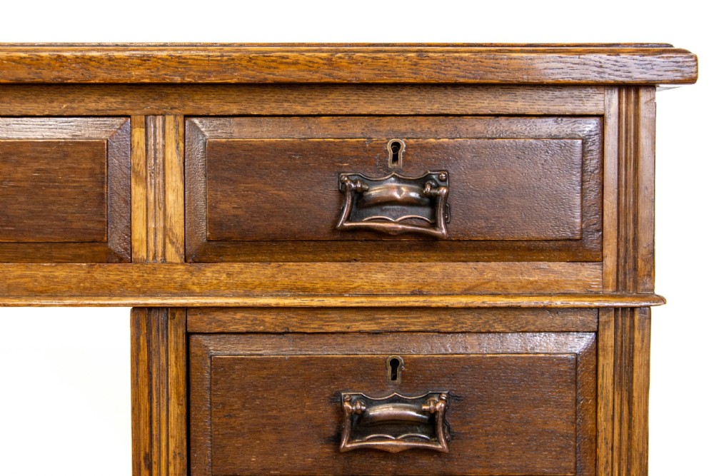 Antique Pedestal Desk with Inset Leather Top View IV