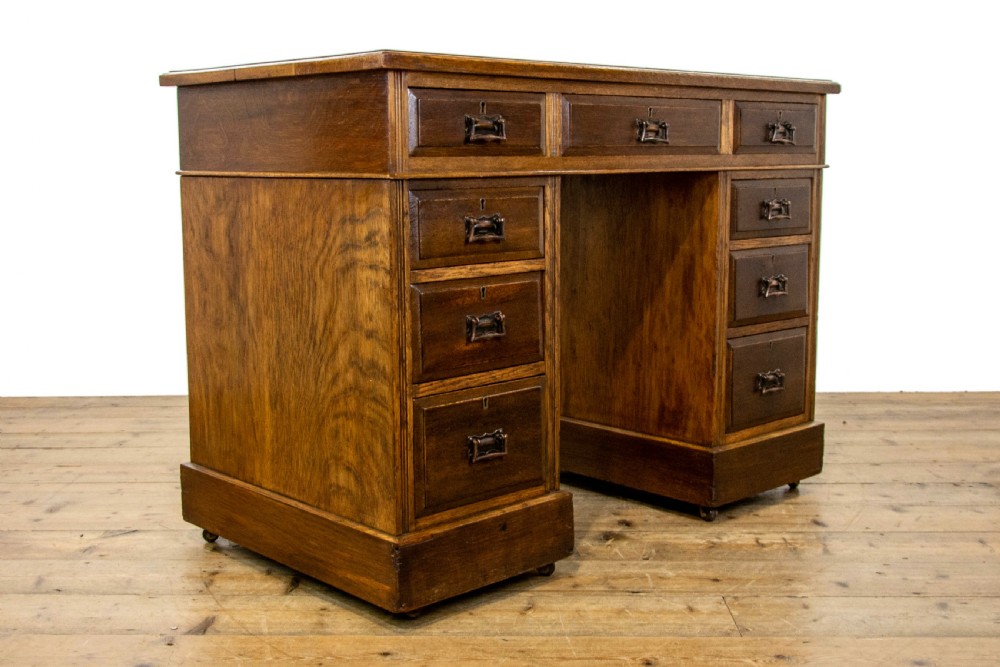 Antique Pedestal Desk with Inset Leather Top View VI